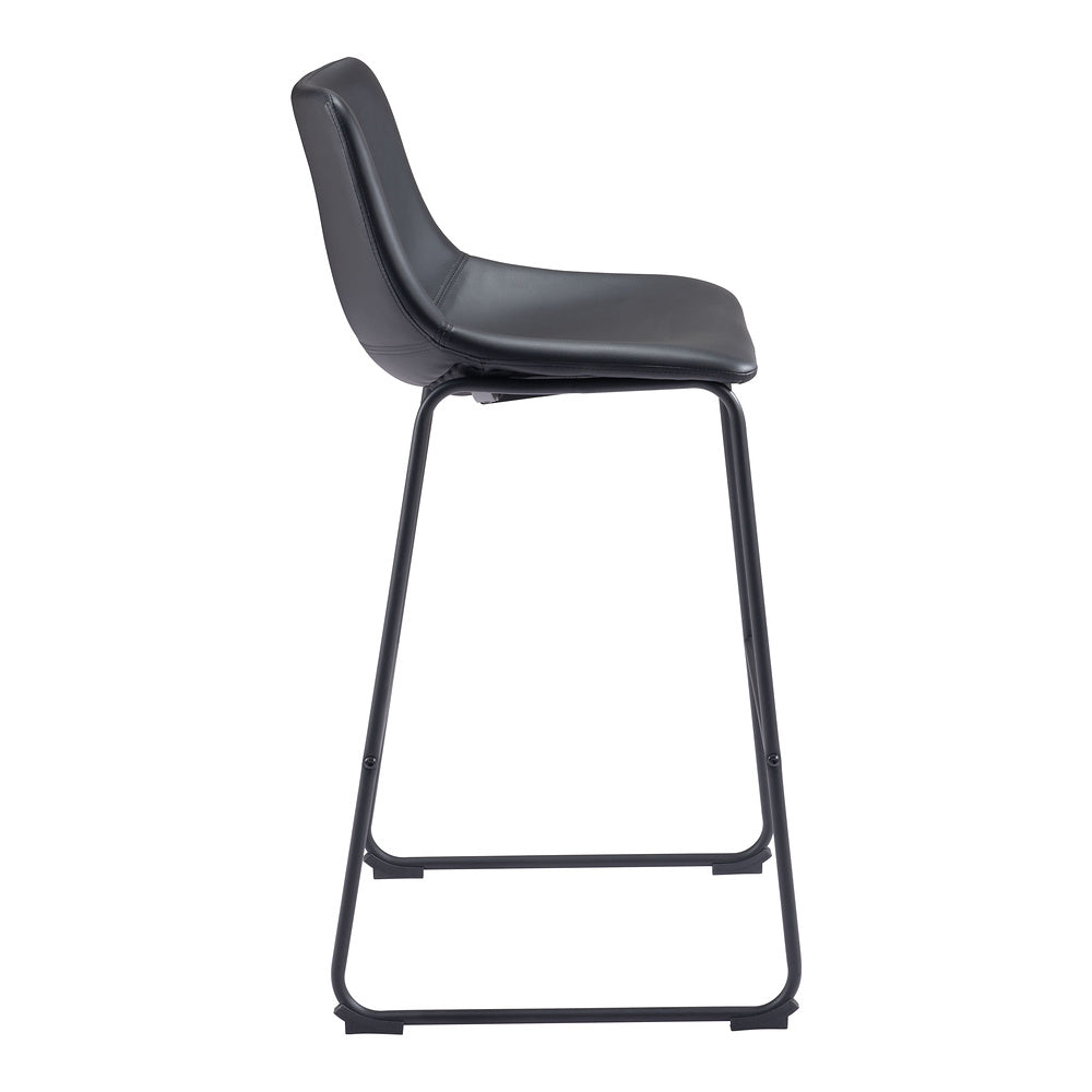 Banco Alto para Bistró - ZUO SMART - Varios Colores - Asiento y Respaldo Tapizados en Piel Sintética - Negro