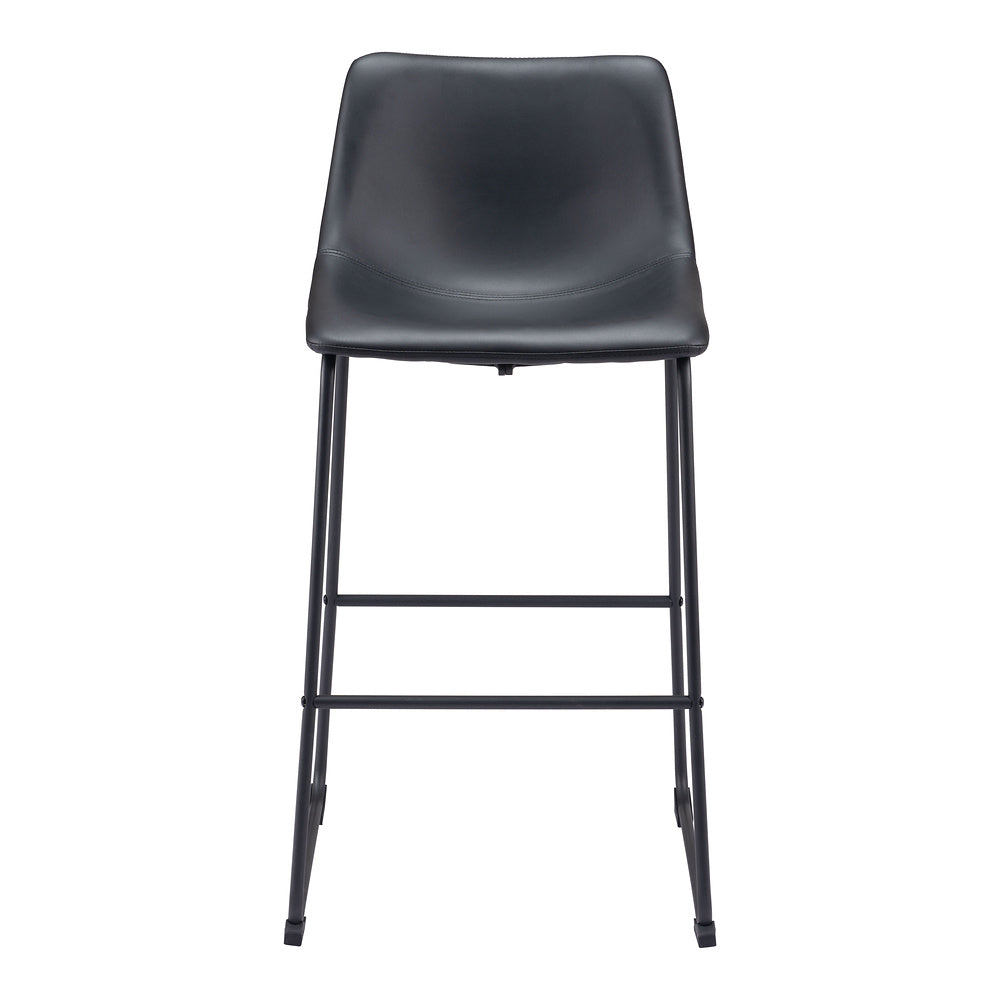 Banco Alto para Bistró - ZUO SMART - Varios Colores - Asiento y Respaldo Tapizados en Piel Sintética - Negro