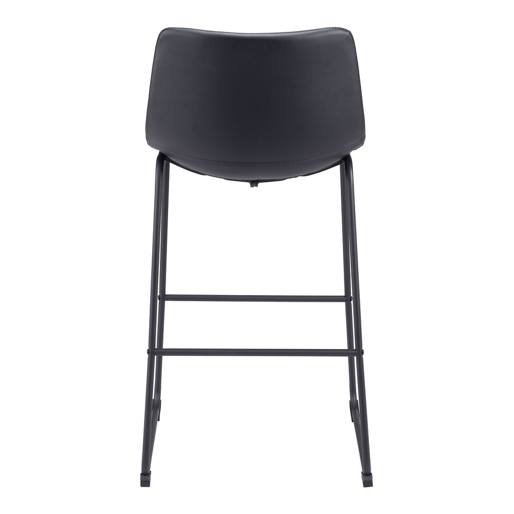 Banco Alto para Bistró - ZUO SMART - Varios Colores - Asiento y Respaldo Tapizados en Piel Sintética - Negro