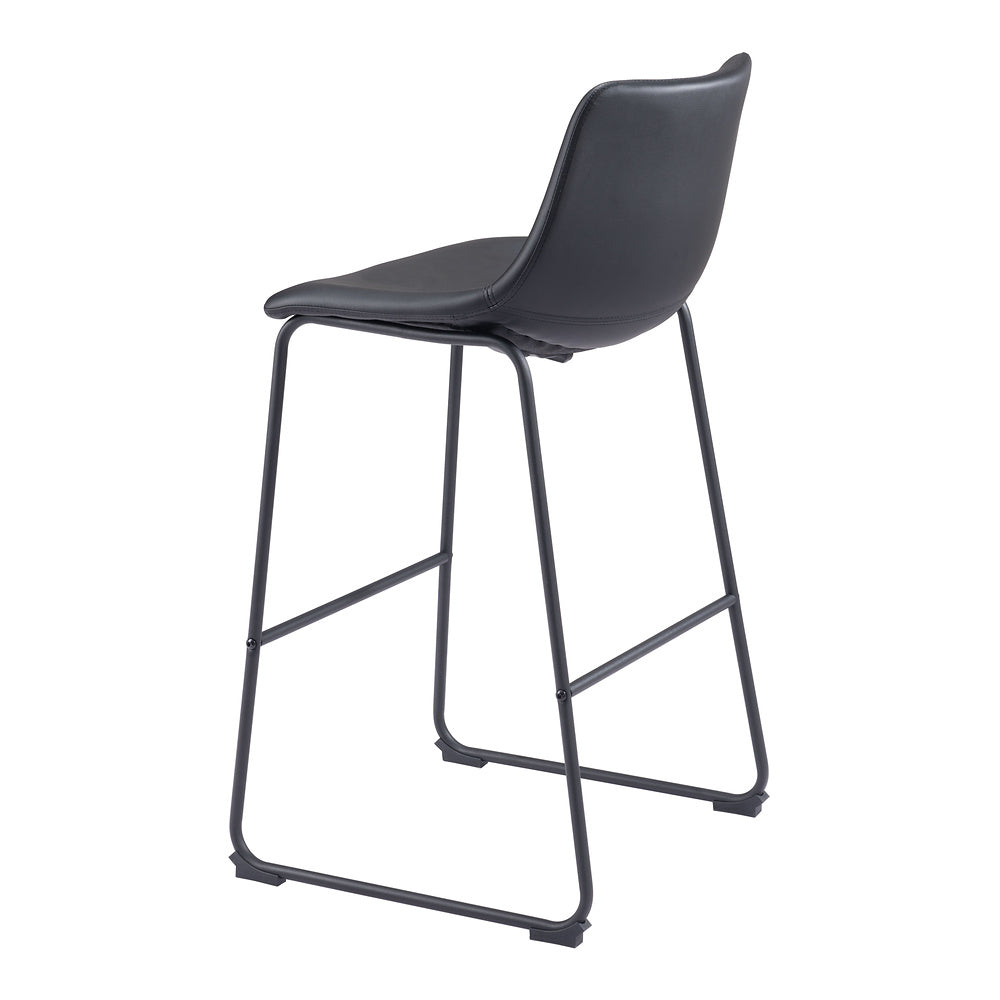 Banco Alto para Bistró - ZUO SMART - Varios Colores - Asiento y Respaldo Tapizados en Piel Sintética - Negro
