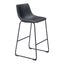 Banco Alto para Bistró - ZUO SMART - Varios Colores - Asiento y Respaldo Tapizados en Piel Sintética - Negro