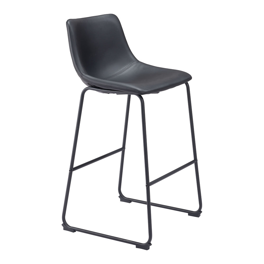 Banco Alto para Bistró - ZUO SMART - Varios Colores - Asiento y Respaldo Tapizados en Piel Sintética - Negro