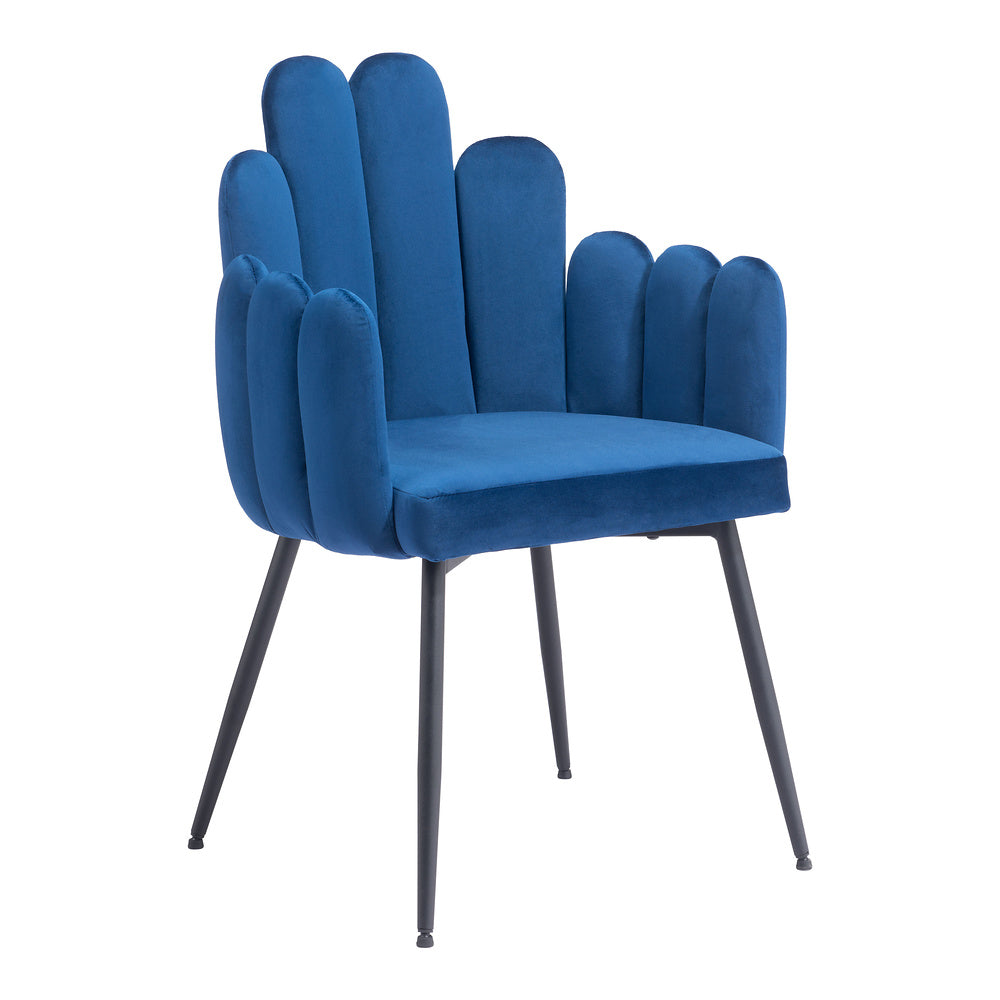 Silla Comercial para Restaurante - ZUO NOOSA - Azul Marino - Asiento y Respaldo Tapizados en Tela Tipo Terciopelo