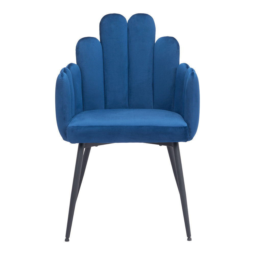Silla Comercial para Restaurante - ZUO NOOSA - Azul Marino - Asiento y Respaldo Tapizados en Tela Tipo Terciopelo