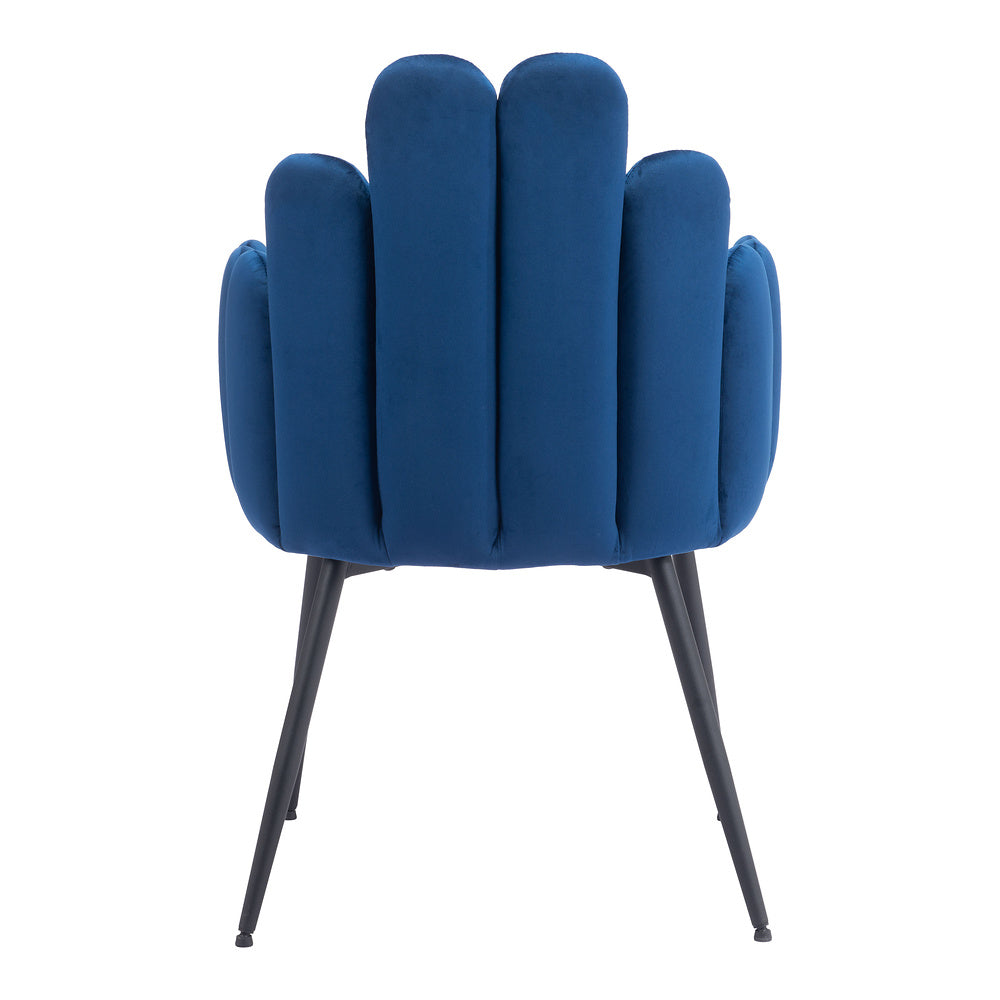 Silla Comercial para Restaurante - ZUO NOOSA - Azul Marino - Asiento y Respaldo Tapizados en Tela Tipo Terciopelo