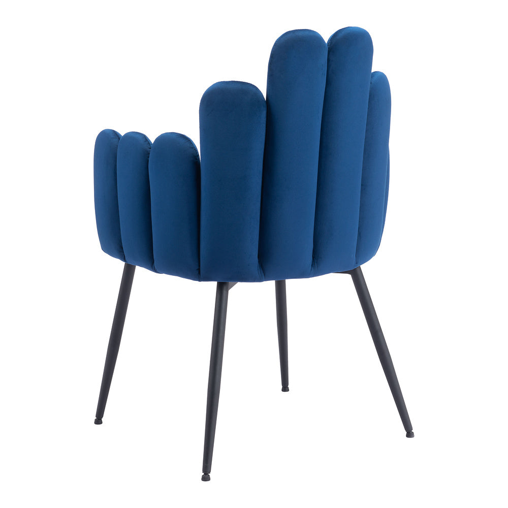 Silla Comercial para Restaurante - ZUO NOOSA - Azul Marino - Asiento y Respaldo Tapizados en Tela Tipo Terciopelo