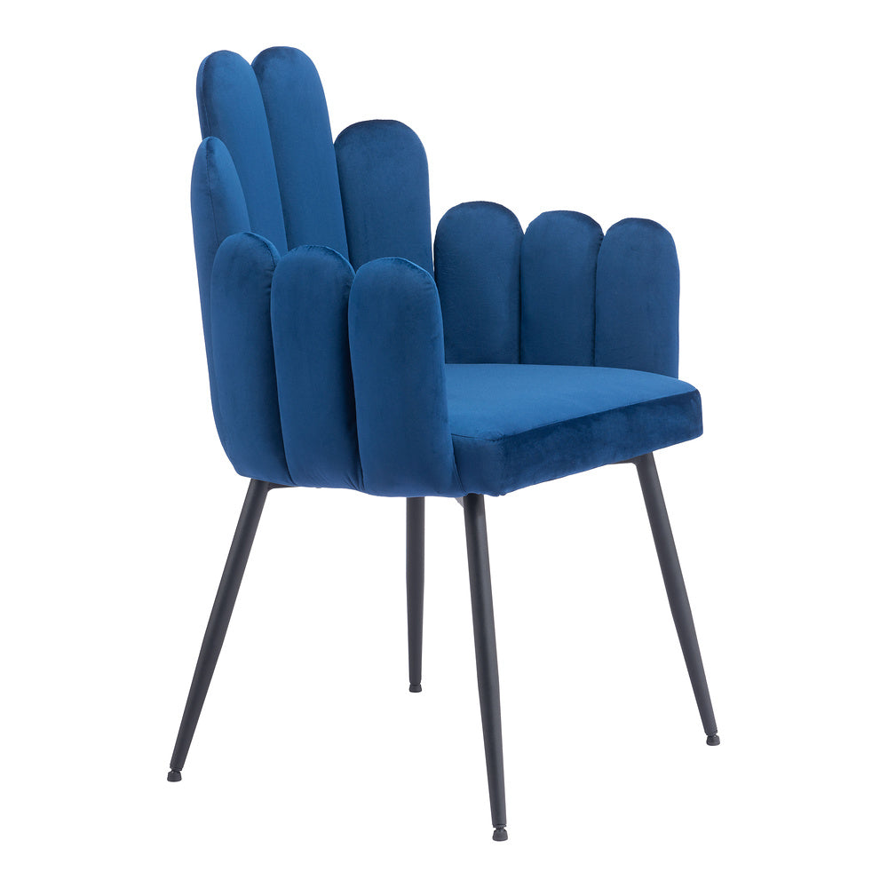 Silla Comercial para Restaurante - ZUO NOOSA - Azul Marino - Asiento y Respaldo Tapizados en Tela Tipo Terciopelo