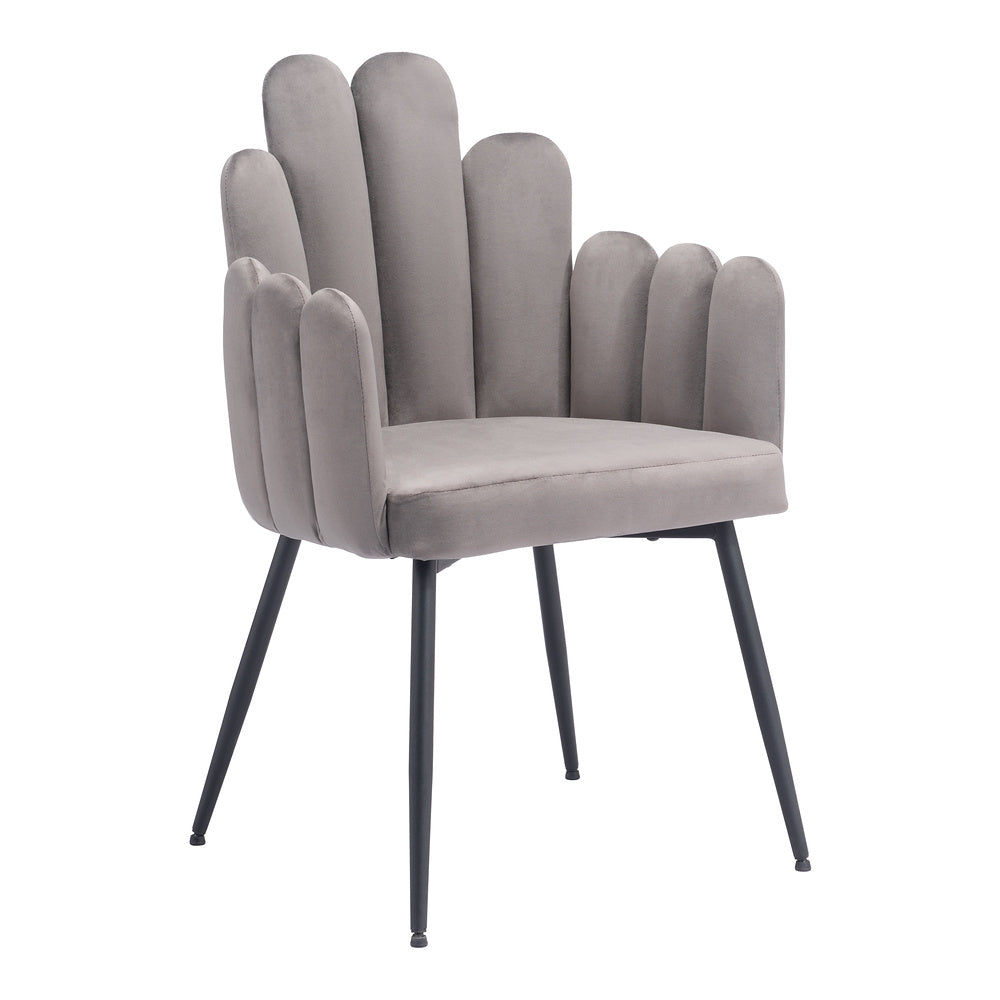 Silla Comercial para Restaurante - ZUO NOOSA - Gris - Asiento y Respaldo Tapizados en Tela Tipo Terciopelo