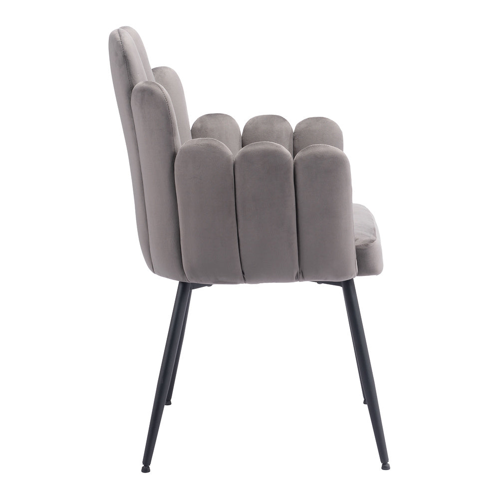 Silla Comercial para Restaurante - ZUO NOOSA - Gris - Asiento y Respaldo Tapizados en Tela Tipo Terciopelo
