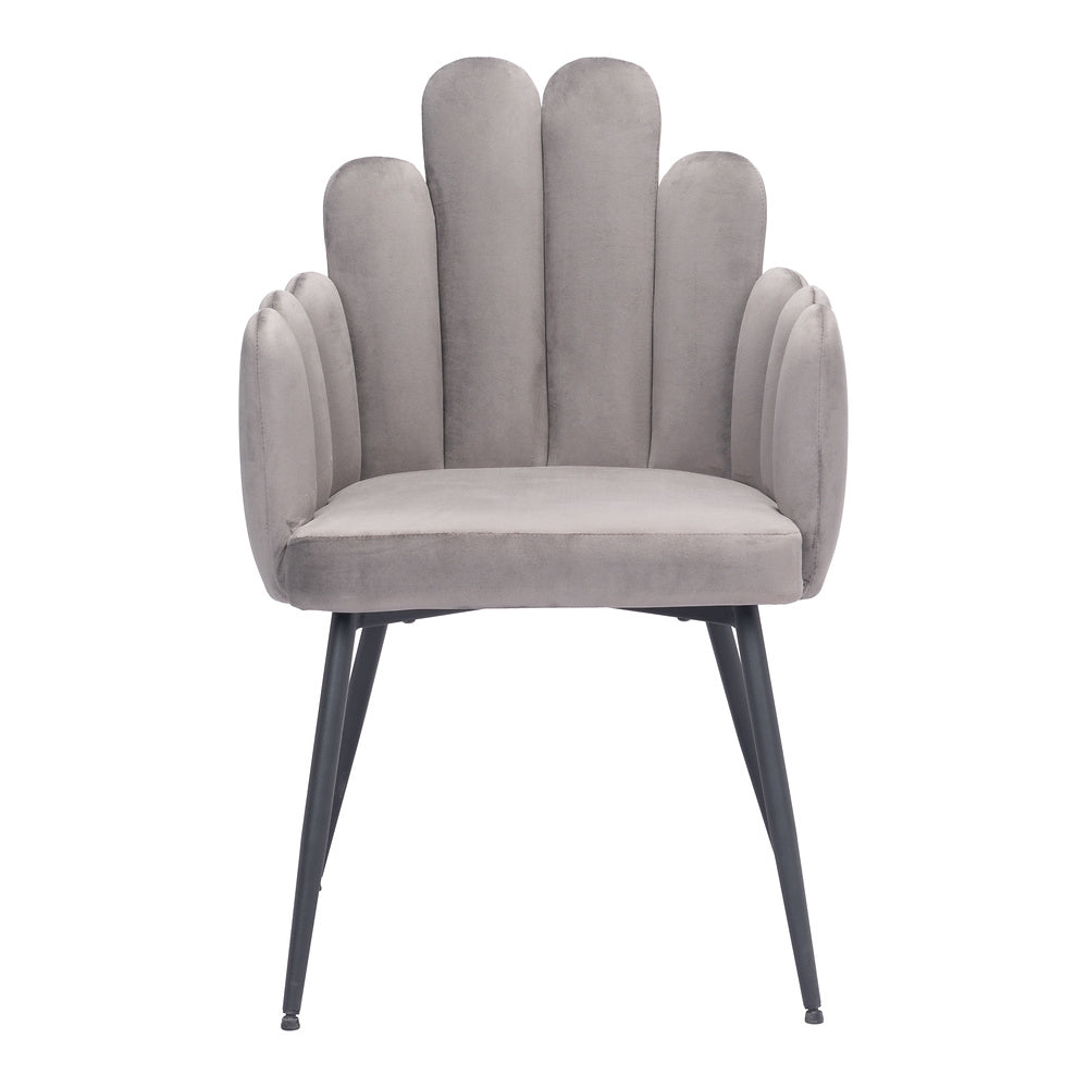 Silla Comercial para Restaurante - ZUO NOOSA - Gris - Asiento y Respaldo Tapizados en Tela Tipo Terciopelo