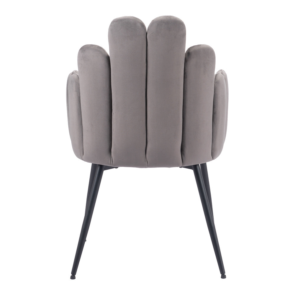 Silla Comercial para Restaurante - ZUO NOOSA - Gris - Asiento y Respaldo Tapizados en Tela Tipo Terciopelo
