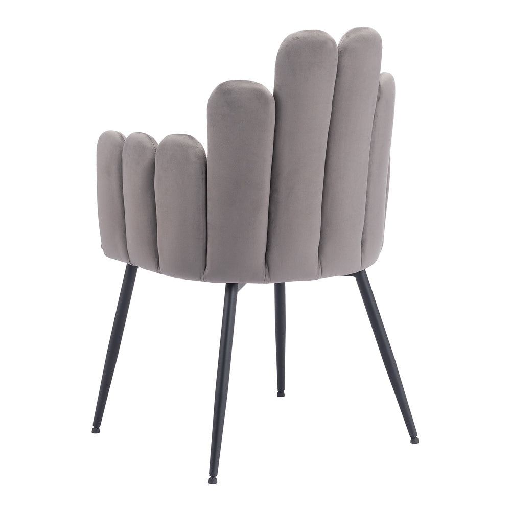 Silla Comercial para Restaurante - ZUO NOOSA - Gris - Asiento y Respaldo Tapizados en Tela Tipo Terciopelo