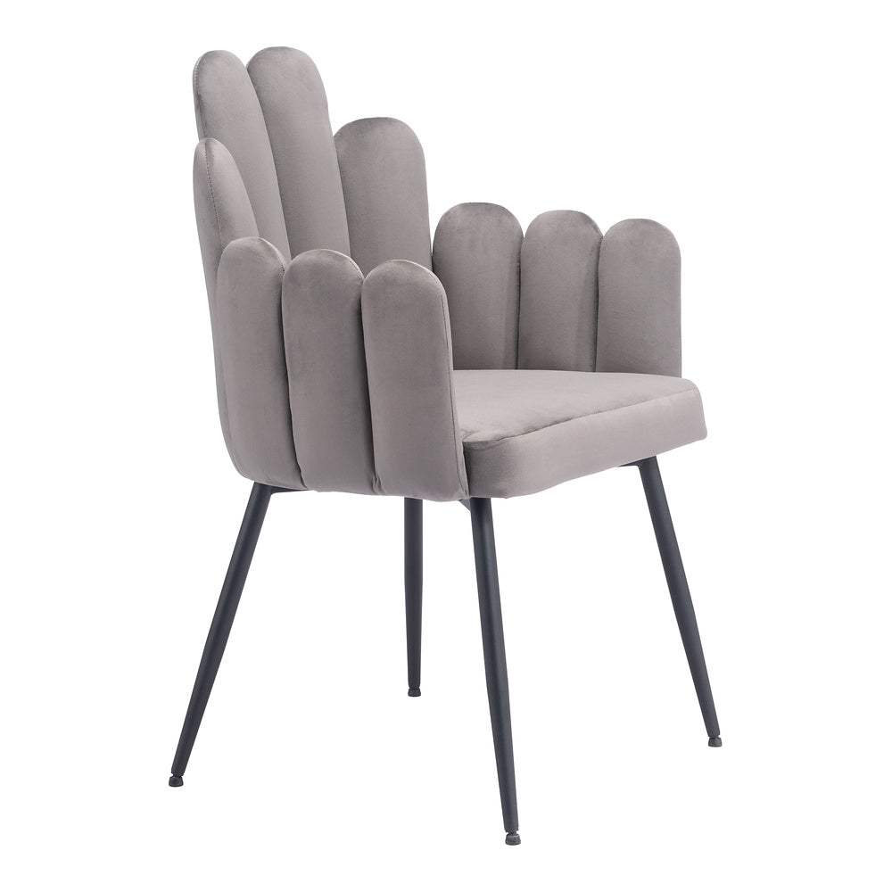 Silla Comercial para Restaurante - ZUO NOOSA - Gris - Asiento y Respaldo Tapizados en Tela Tipo Terciopelo