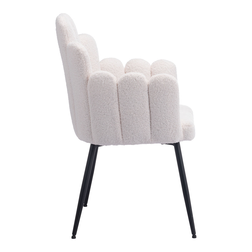 Silla Comercial para Restaurante - ZUO NOOSA - Marfil - Asiento y Respaldo Tapizados en Tela Tipo Borrego