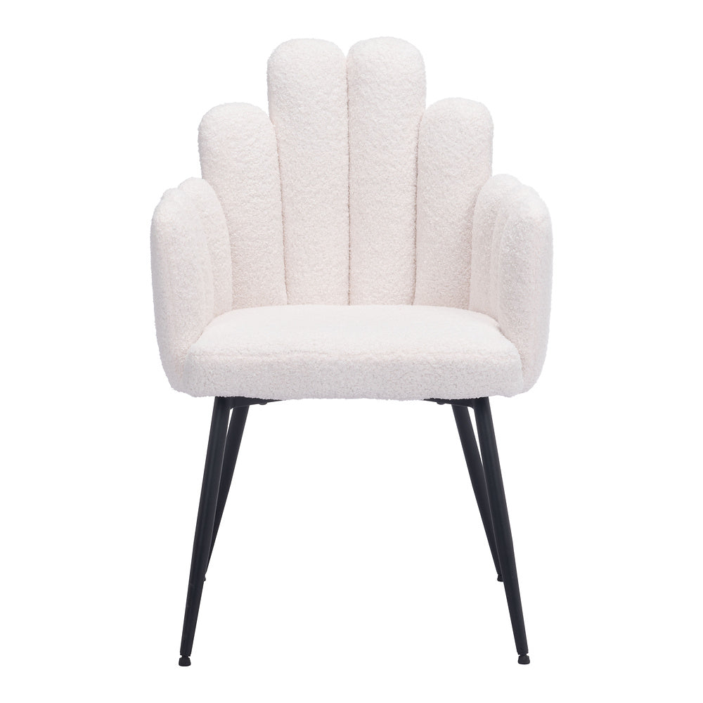 Silla Comercial para Restaurante - ZUO NOOSA - Marfil - Asiento y Respaldo Tapizados en Tela Tipo Borrego