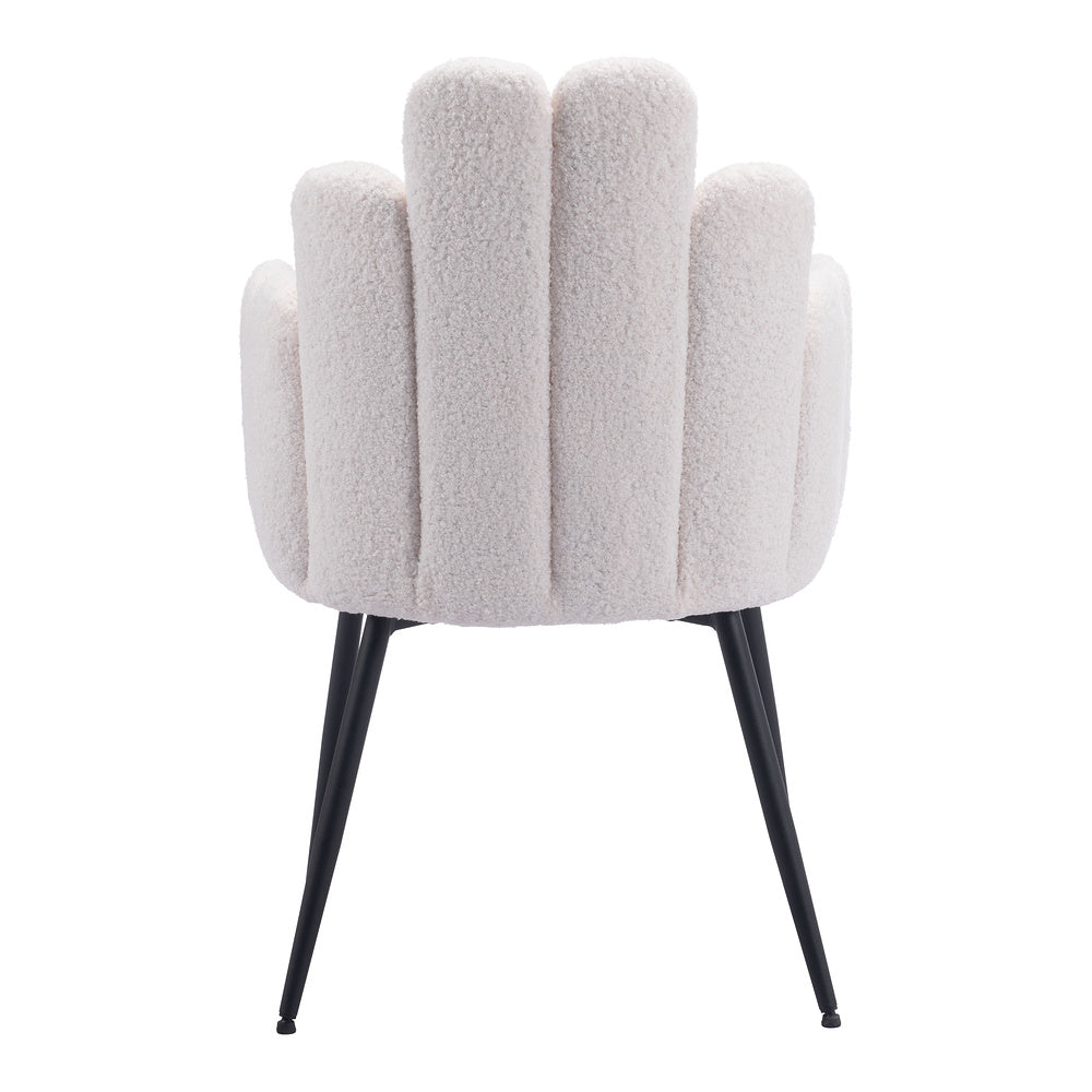 Silla Comercial para Restaurante - ZUO NOOSA - Marfil - Asiento y Respaldo Tapizados en Tela Tipo Borrego