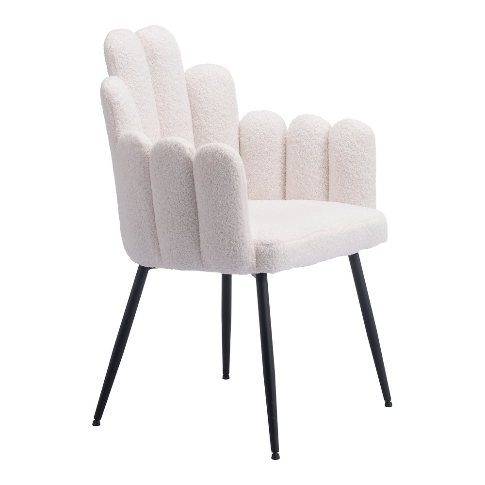 Silla Comercial para Restaurante - ZUO NOOSA - Marfil - Asiento y Respaldo Tapizados en Tela Tipo Borrego