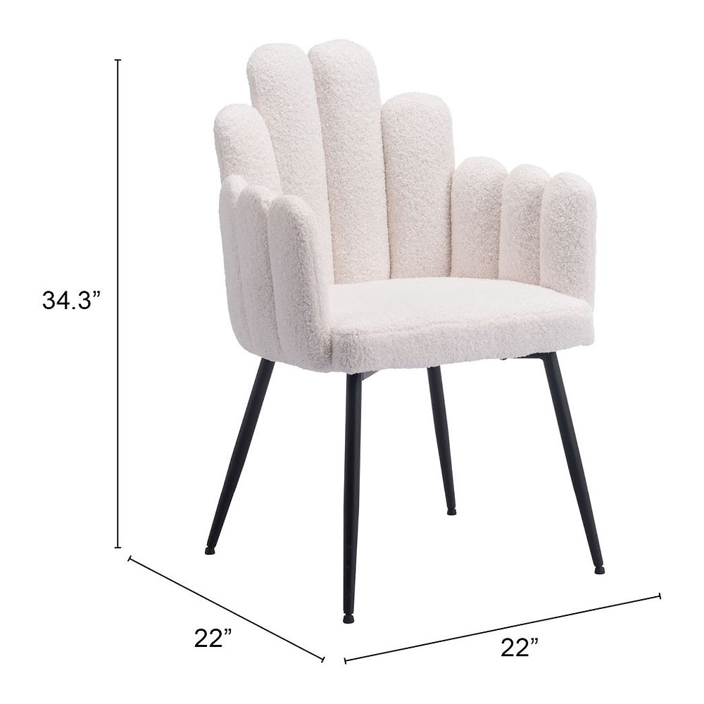 Silla Comercial para Restaurante - ZUO NOOSA - Marfil - Asiento y Respaldo Tapizados en Tela Tipo Borrego