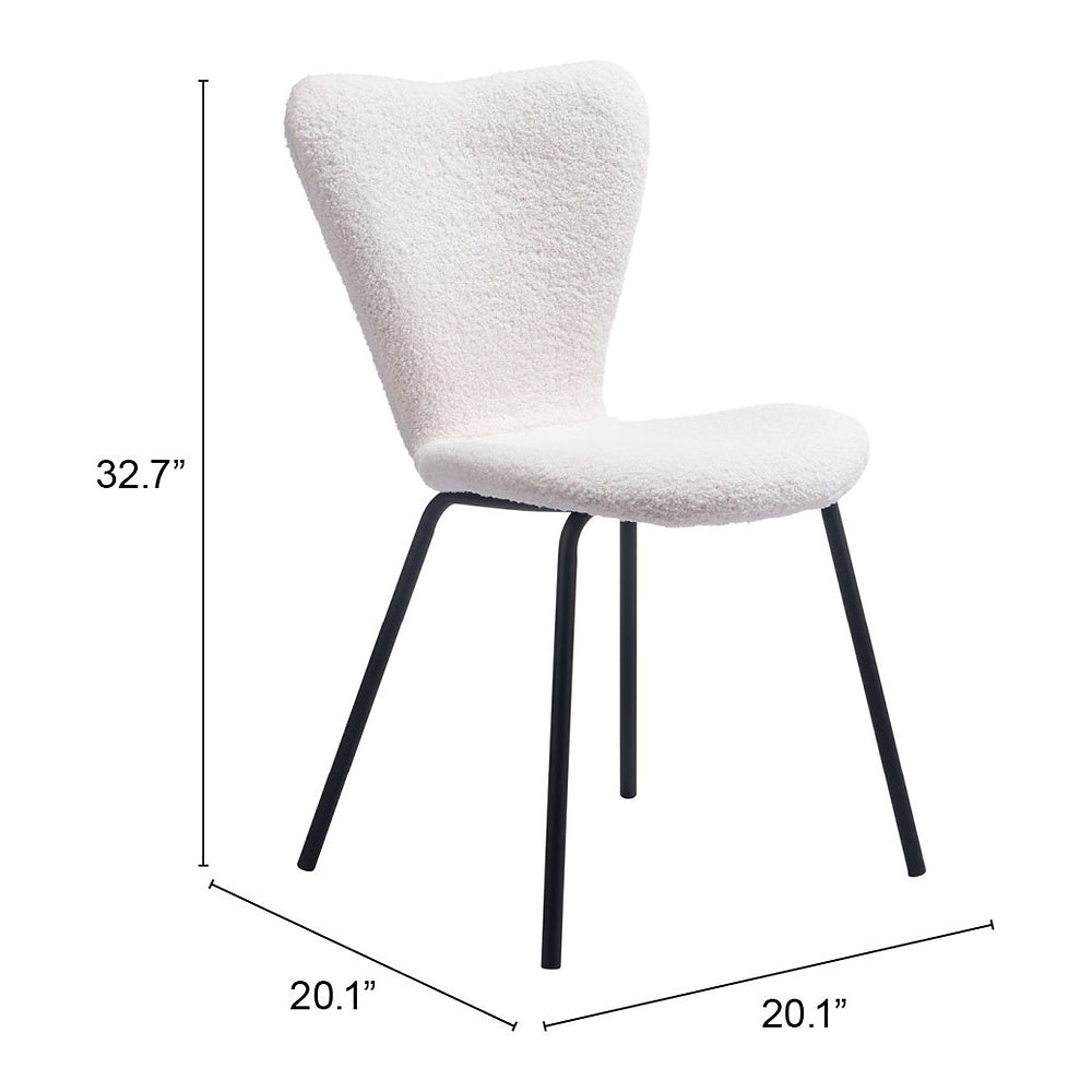 Silla Comercial para Desayunador - ZUO THIBIDEAUX - Varios Colores - Asiento y Respaldo Tapizados en Tela Tipo Borrego - Marfil