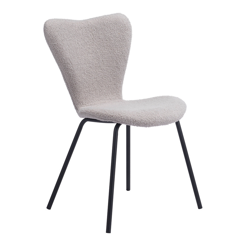 Silla Comercial para Desayunador - ZUO THIBIDEAUX - Varios Colores - Asiento y Respaldo Tapizados en Tela Tipo Borrego - Gris Claro