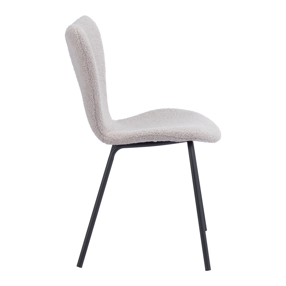 Silla Comercial para Desayunador - ZUO THIBIDEAUX - Varios Colores - Asiento y Respaldo Tapizados en Tela Tipo Borrego - Gris Claro