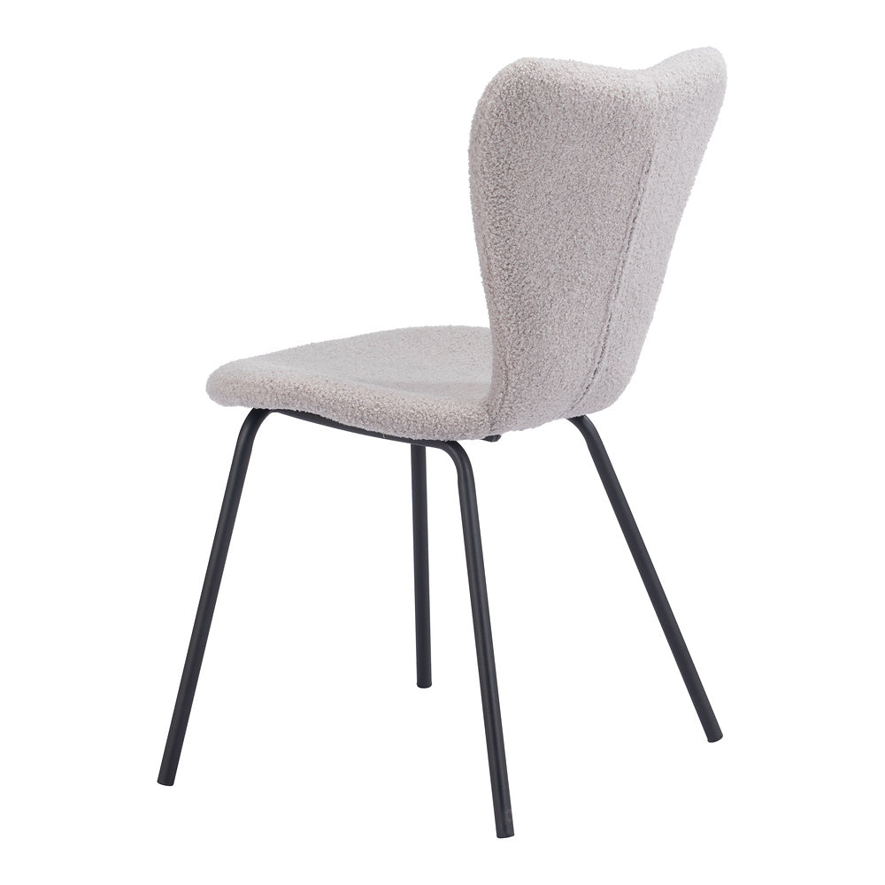 Silla Comercial para Desayunador - ZUO THIBIDEAUX - Varios Colores - Asiento y Respaldo Tapizados en Tela Tipo Borrego - Gris Claro