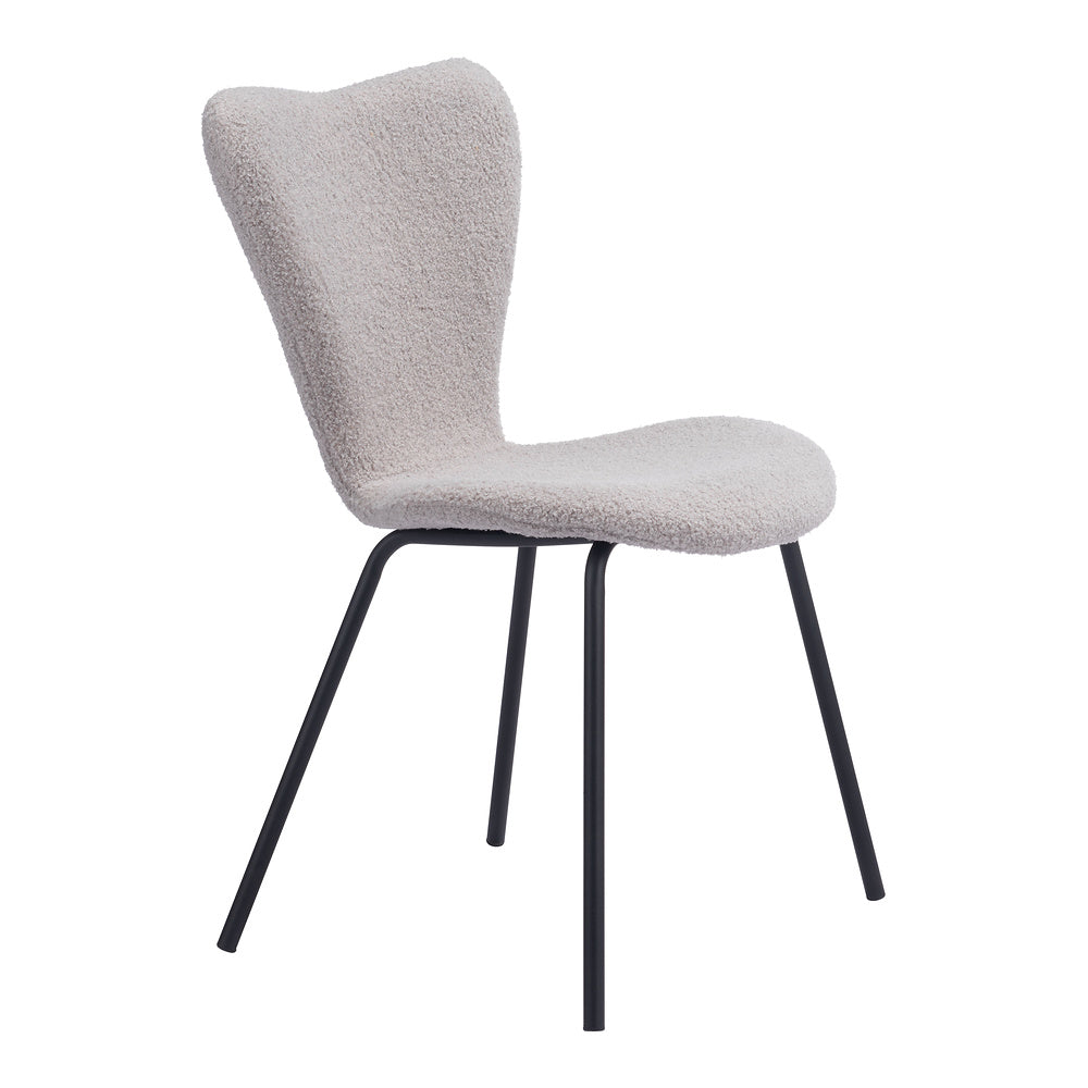 Silla Comercial para Desayunador - ZUO THIBIDEAUX - Varios Colores - Asiento y Respaldo Tapizados en Tela Tipo Borrego - Gris Claro