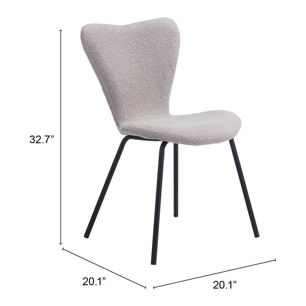 Silla Comercial para Desayunador - ZUO THIBIDEAUX - Varios Colores - Asiento y Respaldo Tapizados en Tela Tipo Borrego - Gris Claro