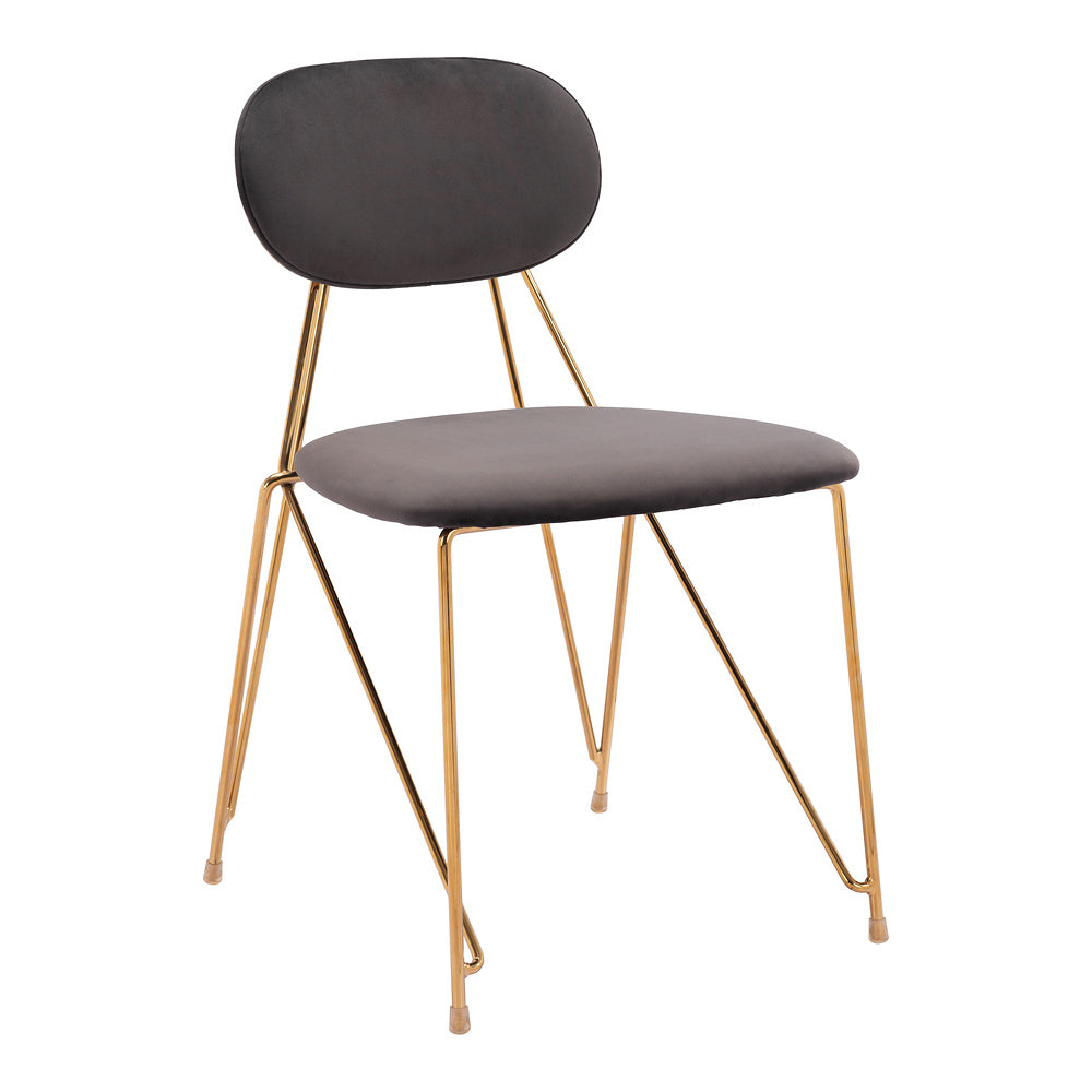 Silla Comercial para Restaurante - ZUO GEORGES - Varios Colores - Asiento y Respaldo Tapizados en Tela Tipo Terciopelo