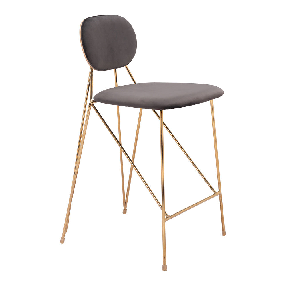 Banco Mostrador para Restaurante - ZUO GEORGES - Varios Colores - Asiento y Respaldo Tapizados en Tela Tipo Terciopelo