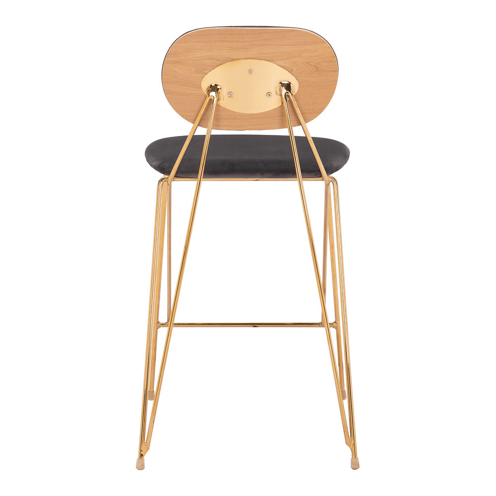 Banco Mostrador para Restaurante - ZUO GEORGES - Varios Colores - Asiento y Respaldo Tapizados en Tela Tipo Terciopelo