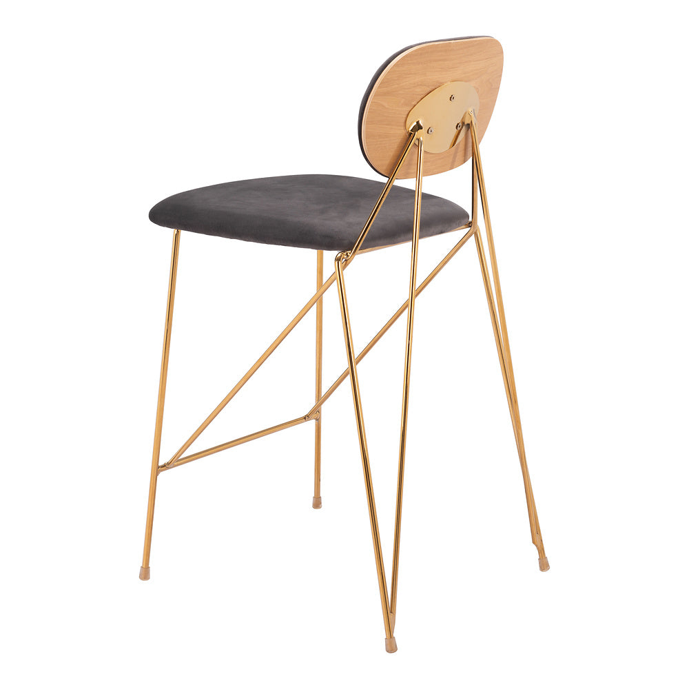 Banco Mostrador para Restaurante - ZUO GEORGES - Varios Colores - Asiento y Respaldo Tapizados en Tela Tipo Terciopelo