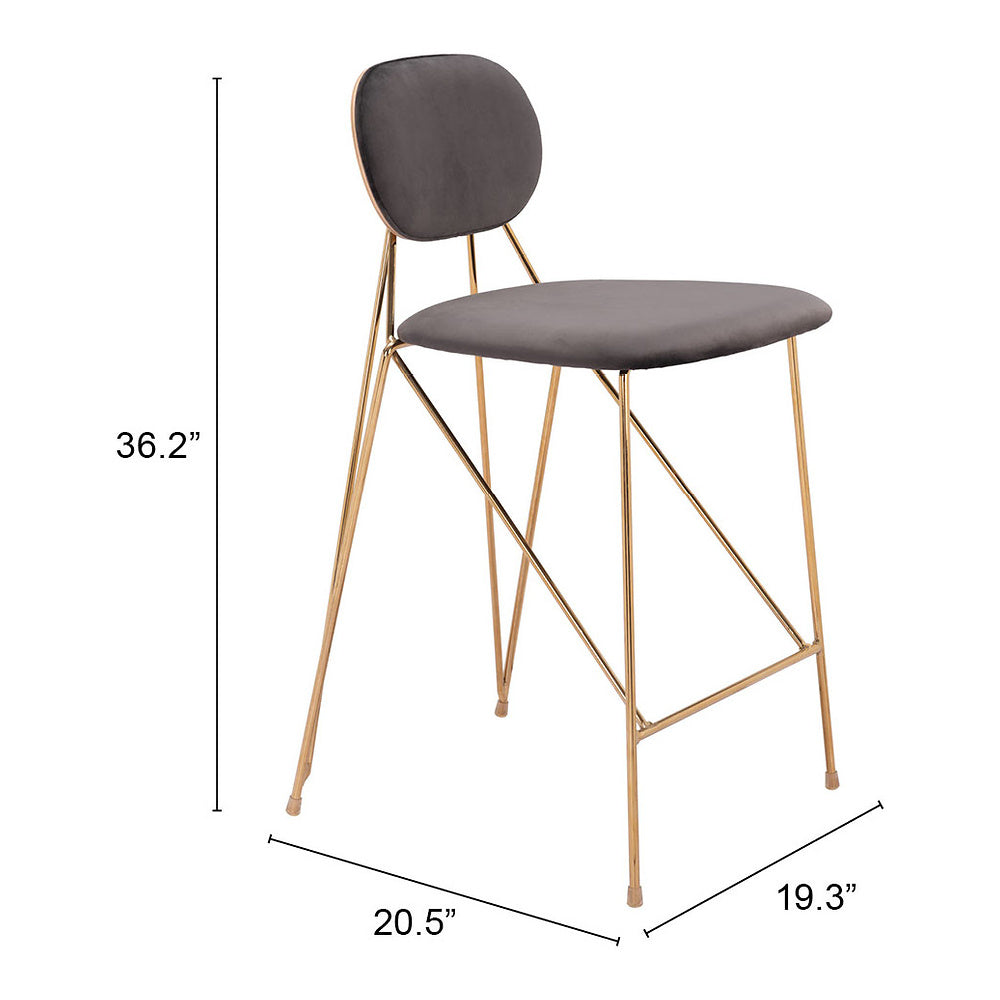 Banco Mostrador para Restaurante - ZUO GEORGES - Varios Colores - Asiento y Respaldo Tapizados en Tela Tipo Terciopelo