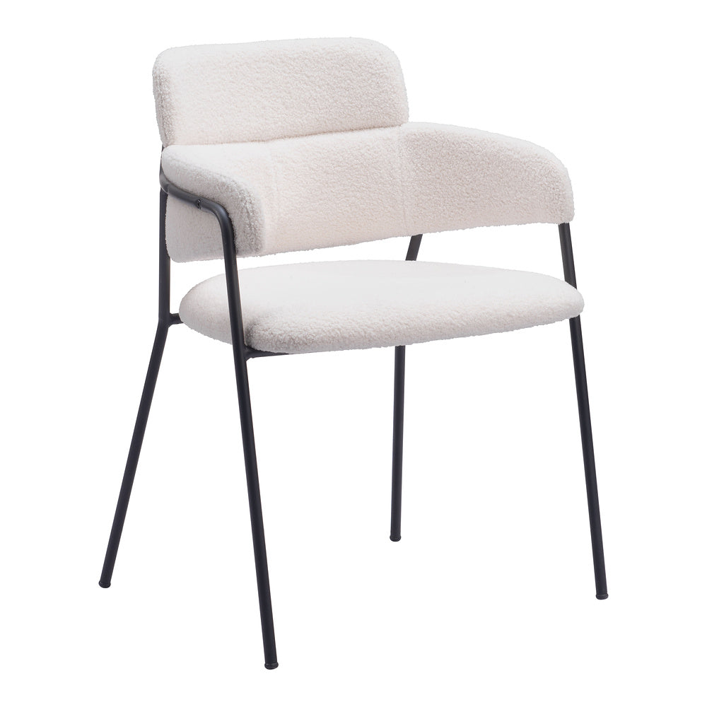 Silla Comercial para Restaurante - ZUO MARCEL - Crema - Asiento y Respaldo Tapizados en Tela Tipo Borrego