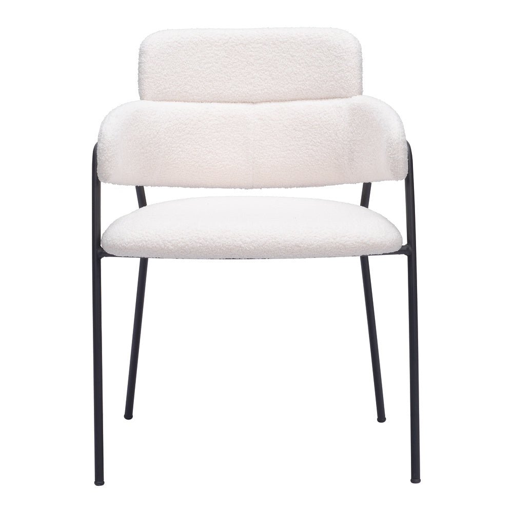Silla Comercial para Restaurante - ZUO MARCEL - Crema - Asiento y Respaldo Tapizados en Tela Tipo Borrego