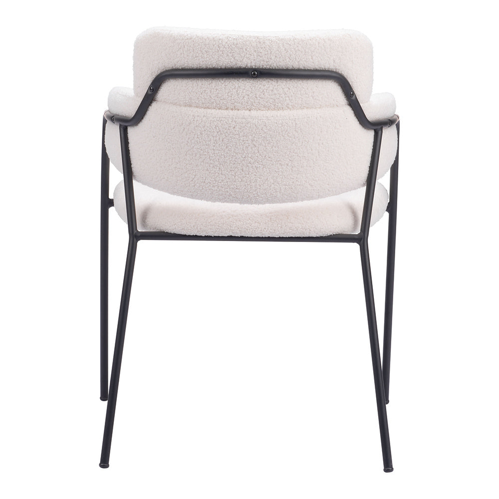 Silla Comercial para Restaurante - ZUO MARCEL - Crema - Asiento y Respaldo Tapizados en Tela Tipo Borrego