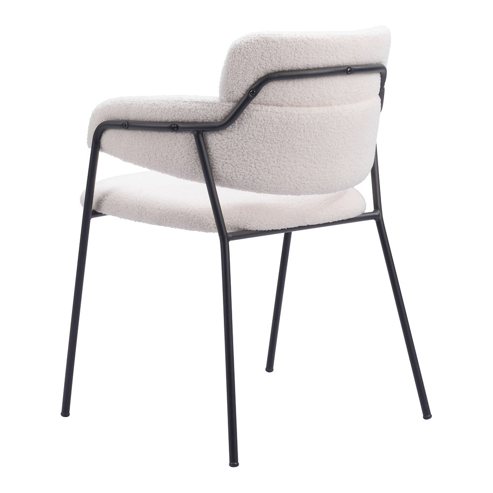Silla Comercial para Restaurante - ZUO MARCEL - Crema - Asiento y Respaldo Tapizados en Tela Tipo Borrego