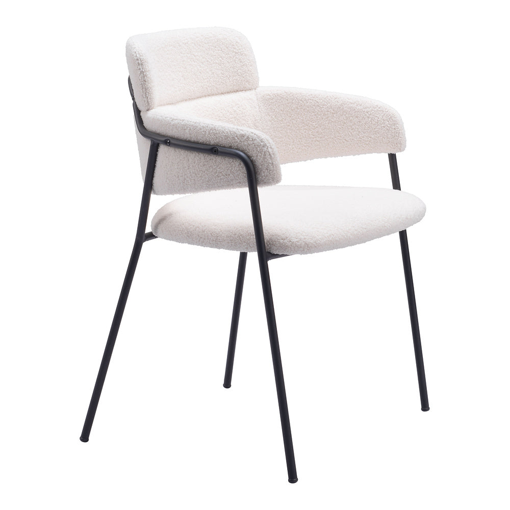 Silla Comercial para Restaurante - ZUO MARCEL - Crema - Asiento y Respaldo Tapizados en Tela Tipo Borrego