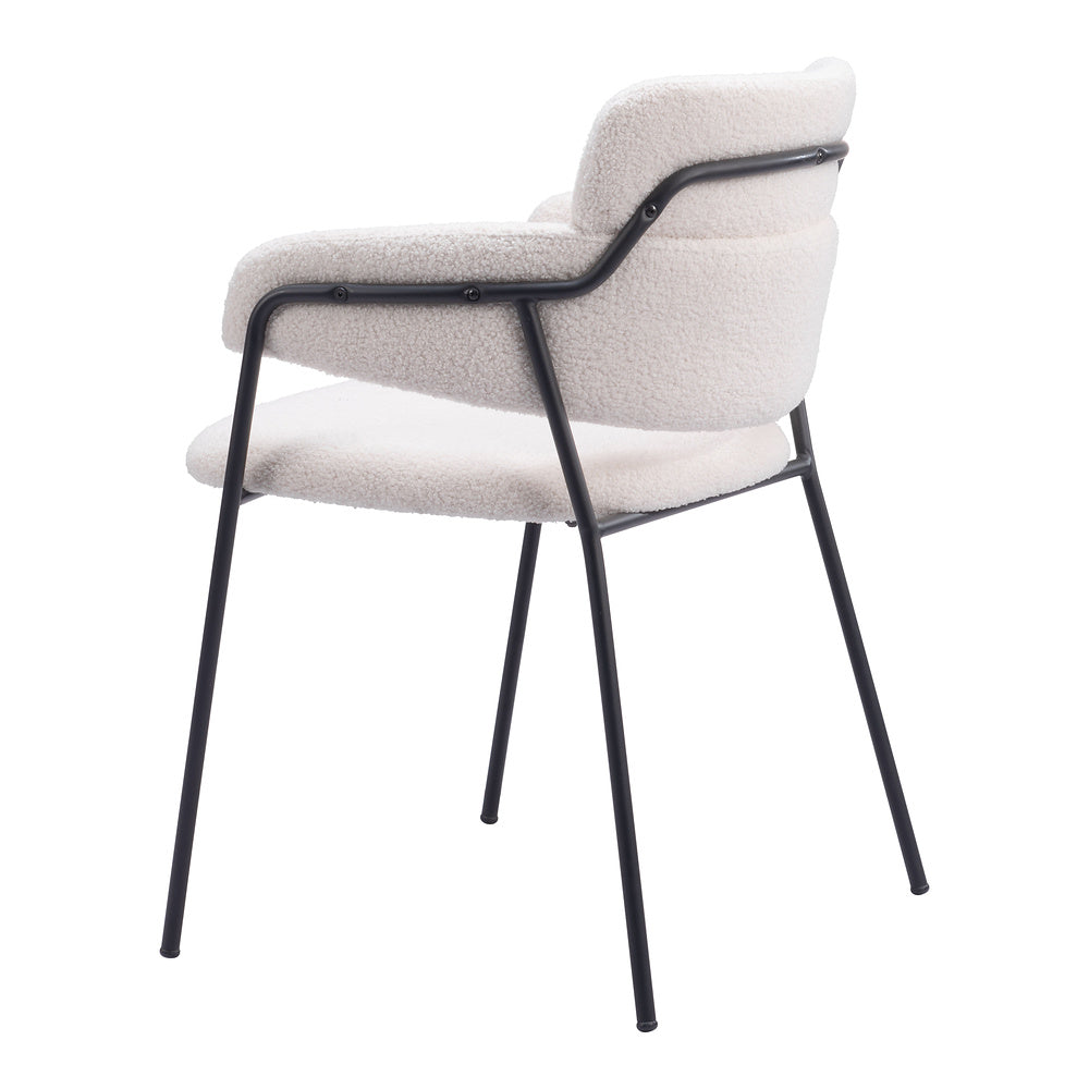 Silla Comercial para Restaurante - ZUO MARCEL - Crema - Asiento y Respaldo Tapizados en Tela Tipo Borrego