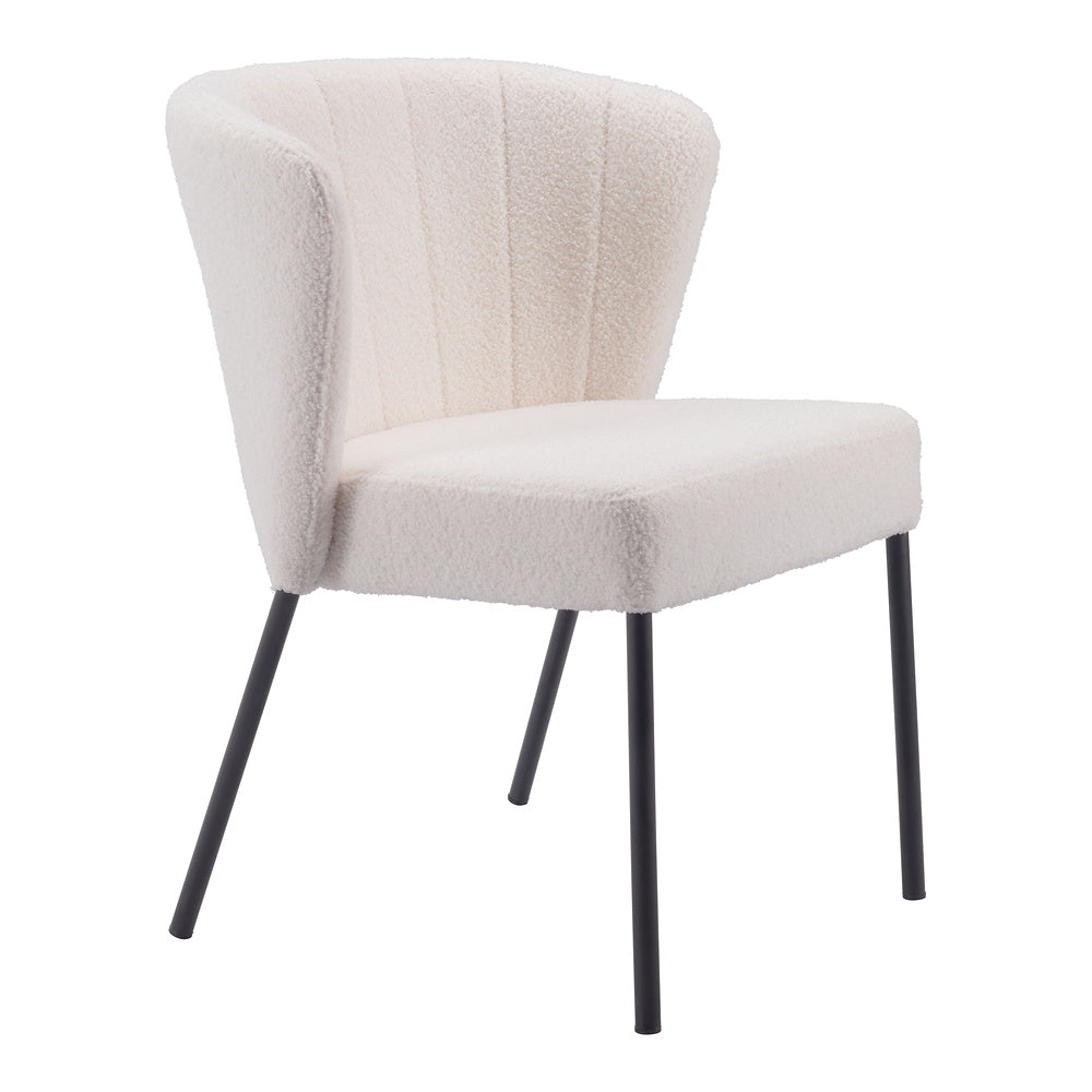 Silla Comercial para Food Court - ZUO AIMEE - Crema - Asiento y Respaldo Tapizados en Tela Tipo Borrego