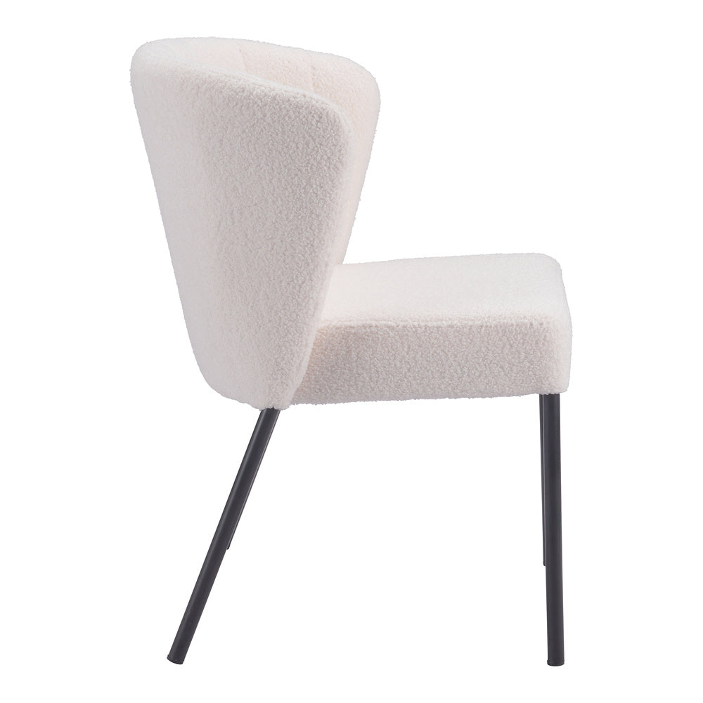 Silla Comercial para Food Court - ZUO AIMEE - Crema - Asiento y Respaldo Tapizados en Tela Tipo Borrego