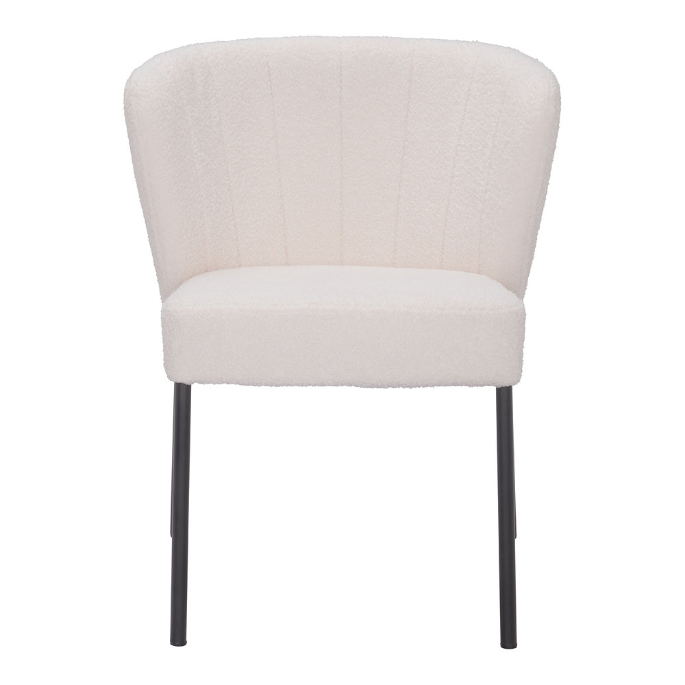 Silla Comercial para Food Court - ZUO AIMEE - Crema - Asiento y Respaldo Tapizados en Tela Tipo Borrego