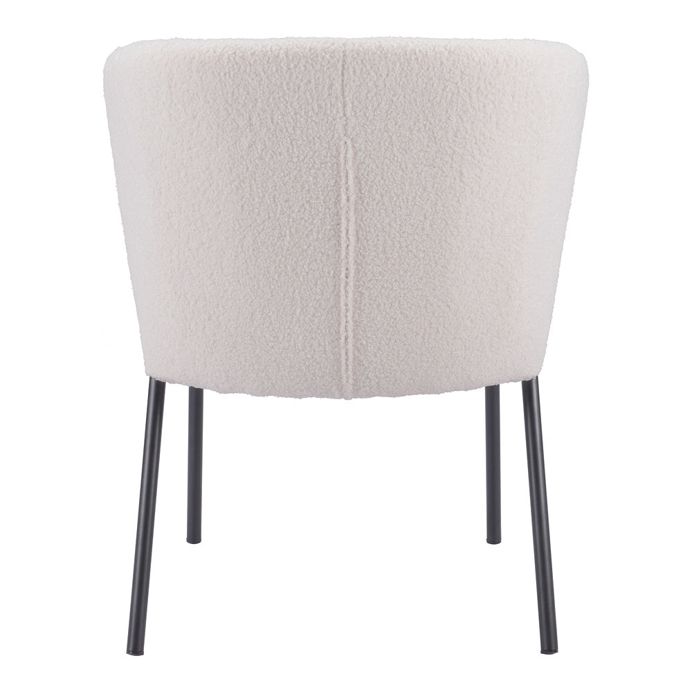 Silla Comercial para Food Court - ZUO AIMEE - Crema - Asiento y Respaldo Tapizados en Tela Tipo Borrego