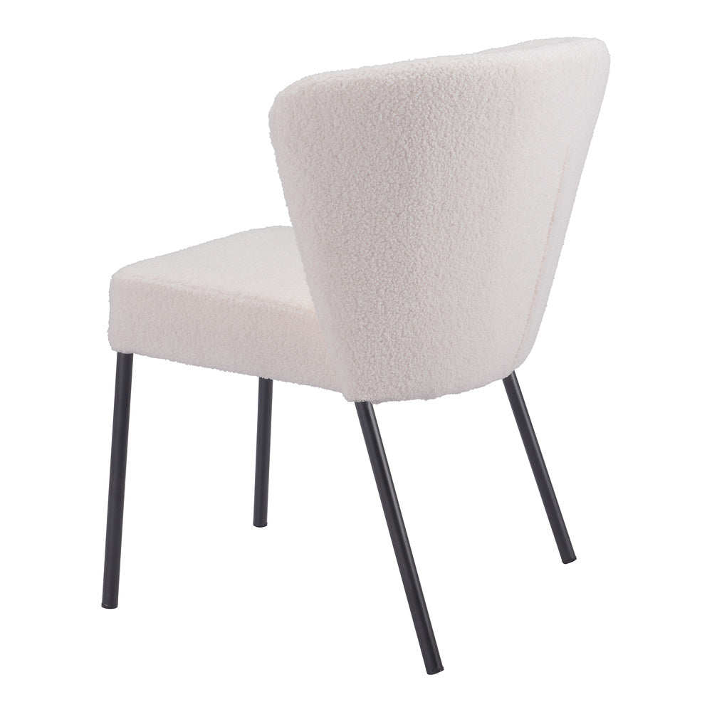 Silla Comercial para Food Court - ZUO AIMEE - Crema - Asiento y Respaldo Tapizados en Tela Tipo Borrego