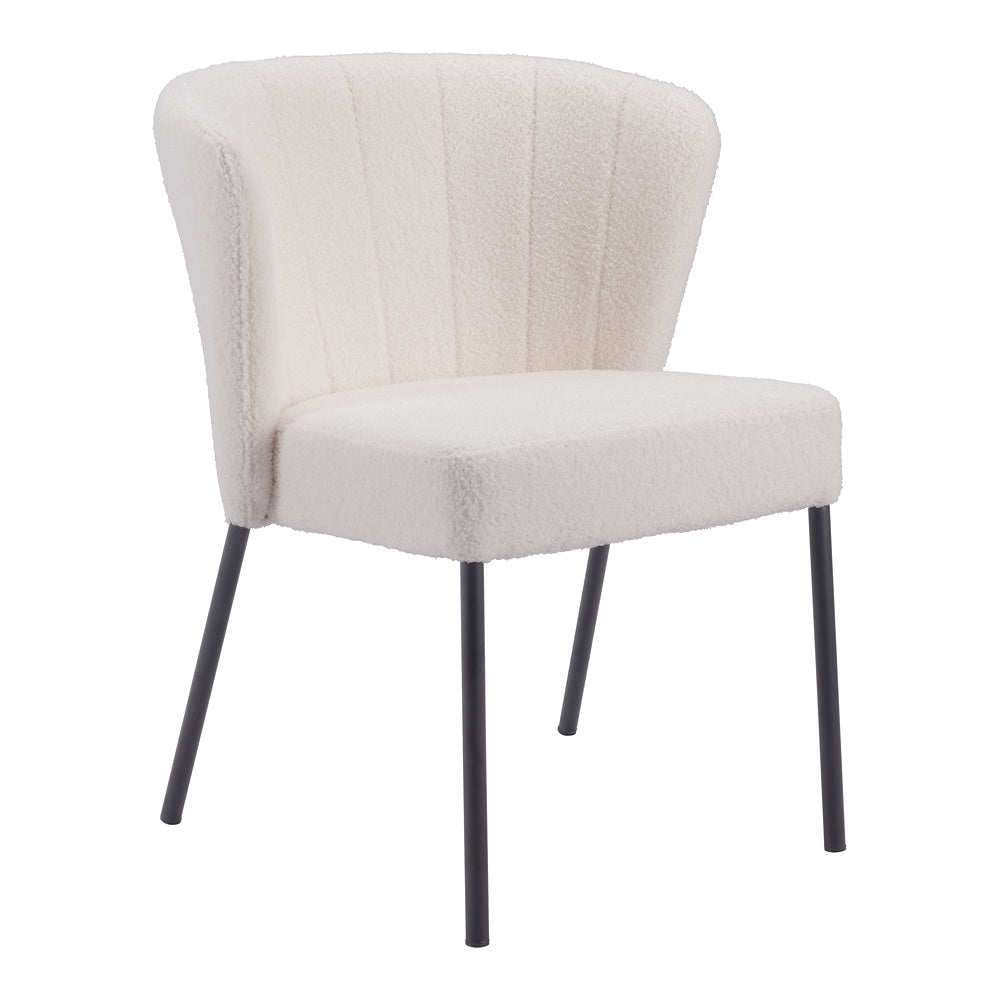 Silla Comercial para Food Court - ZUO AIMEE - Crema - Asiento y Respaldo Tapizados en Tela Tipo Borrego