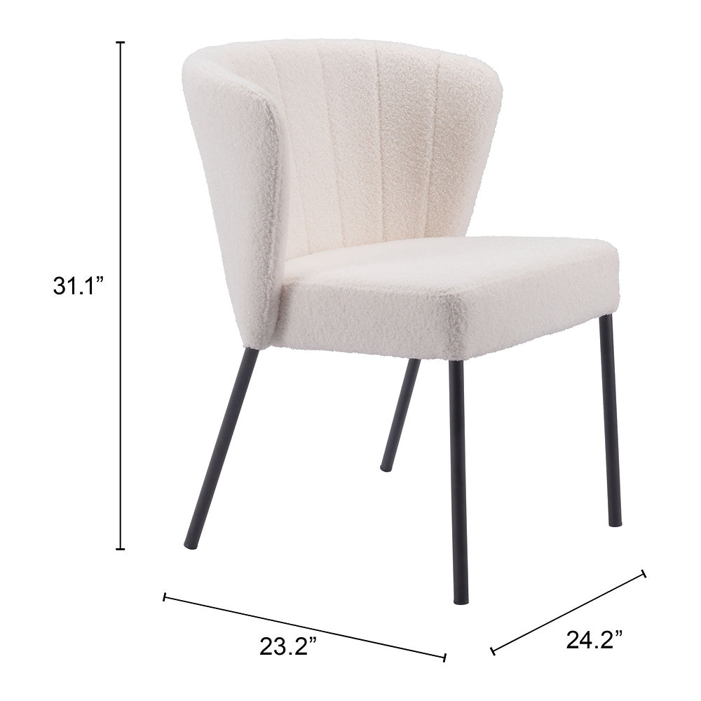 Silla Comercial para Food Court - ZUO AIMEE - Crema - Asiento y Respaldo Tapizados en Tela Tipo Borrego