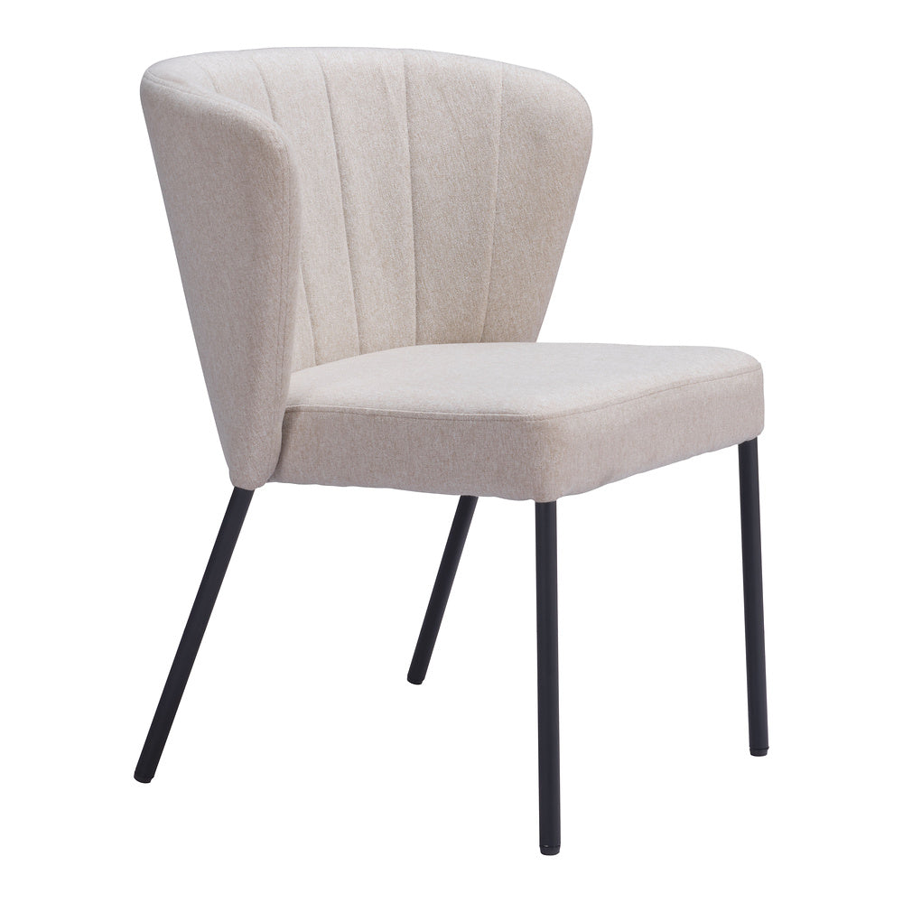 Silla Comercial para Food Court - ZUO AIMEE - Beige - Asiento y Respaldo Tapizados en Lino Sintético
