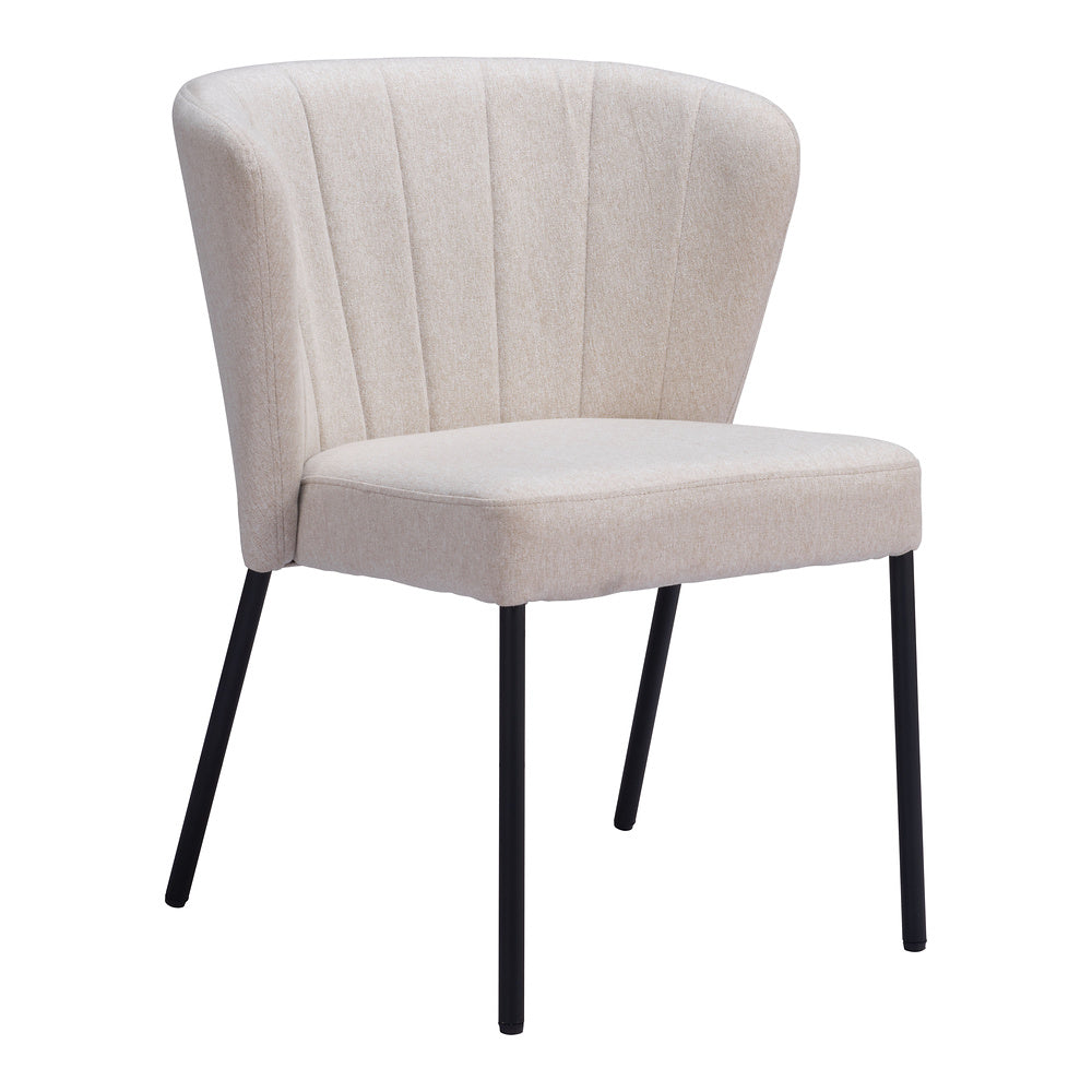 Silla Comercial para Food Court - ZUO AIMEE - Beige - Asiento y Respaldo Tapizados en Lino Sintético