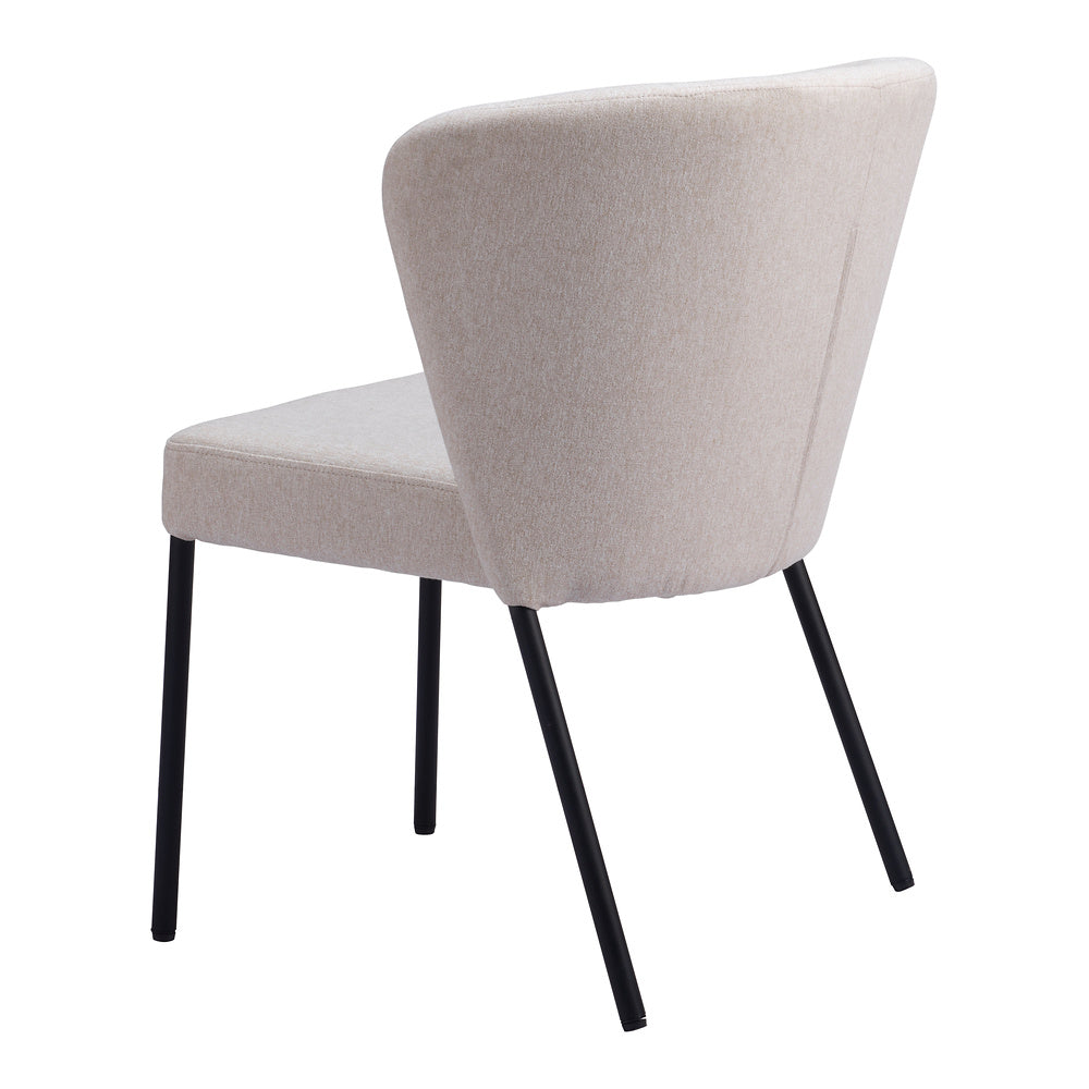 Silla Comercial para Food Court - ZUO AIMEE - Beige - Asiento y Respaldo Tapizados en Lino Sintético