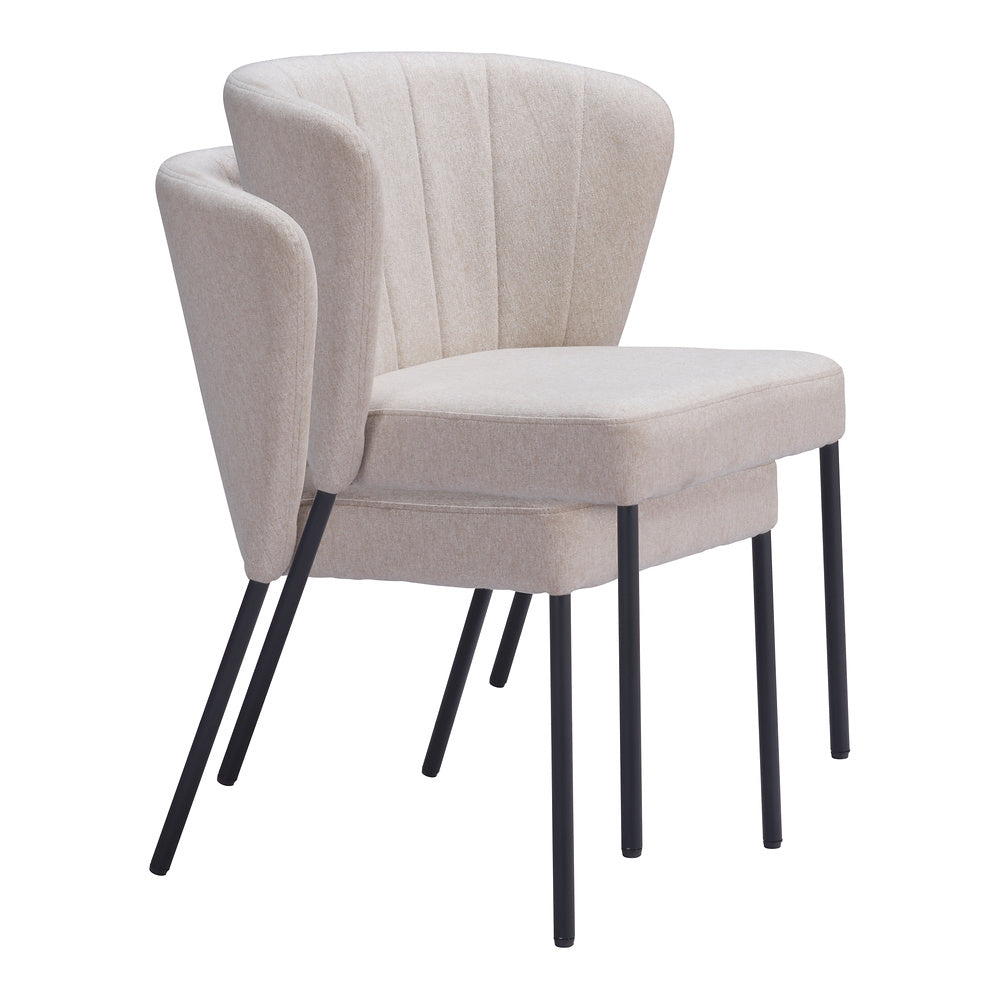 Silla Comercial para Food Court - ZUO AIMEE - Beige - Asiento y Respaldo Tapizados en Lino Sintético